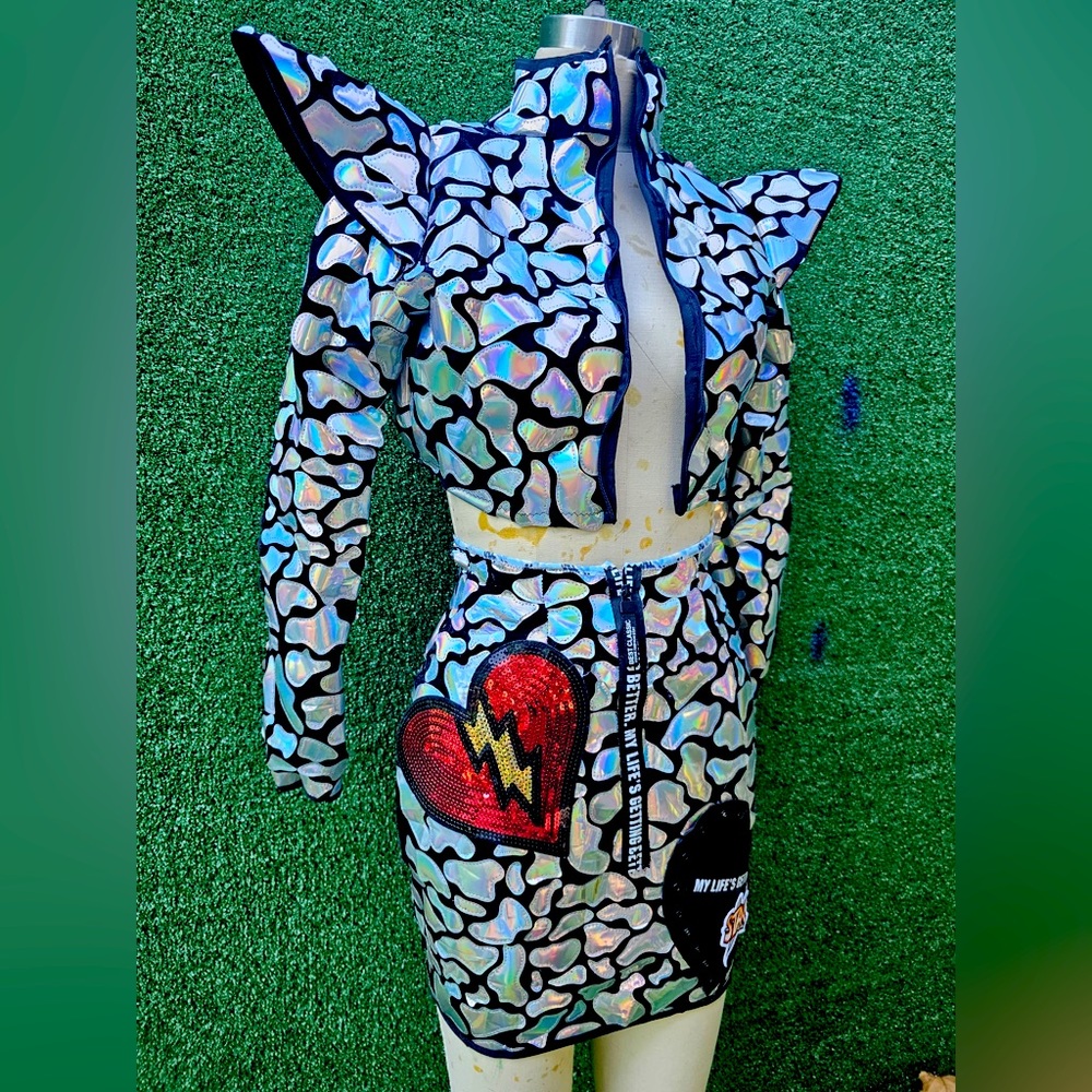 Holographic Festival Crop Jacket